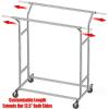Simple Houseware Heavy Duty Double Rail Clothing Garment Rack, Holds Up to 200 lbs, 43 to 67 Inches Extendable Rod, Chrome(Chrome)