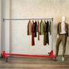 Simple Houseware Industrial Grade Z-Base Garment Rack, 500lb Load with 62 Inches Extra Long Bar, Gray(Red)