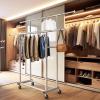Simple Houseware Standard Double Rod Garment Rack, Silver(Silver)