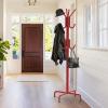 Simple Houseware Standing Coat and Hat Hanger Organizer Rack, 12 Hooks, Bronze(Red)