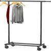 SIMPLE HOUSEWARE Supreme Commercial Grade Clothing Garment Rack, Holds Up to 250 lbs, 50 to 75 Inches Extensible Rod, Chrome(Black)