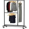 Simple Houseware Dual Bar Adjustable Garment Rack, Chrome, 72-inch Height(Black)