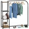 Simple Houseware Heavy Duty Clothing Garment Rack with 4 Shelves, Portable Closet Organizer for Hanging Clothes, Black