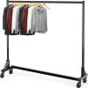 Simple Houseware Industrial Grade Z-Base Garment Rack, 500lb Load with 62 Inches Extra Long Bar, Gray(Black)
