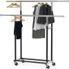 Simple Houseware Standard Double Rod Garment Rack, Silver(Black)