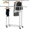 Simple Houseware Standard Double Rod Garment Rack, Silver(Silver)