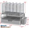 Simple Houseware Mesh Desk Organizer with Sliding Drawer, Double Tray and 5 Upright Sections, Silver(Silver)