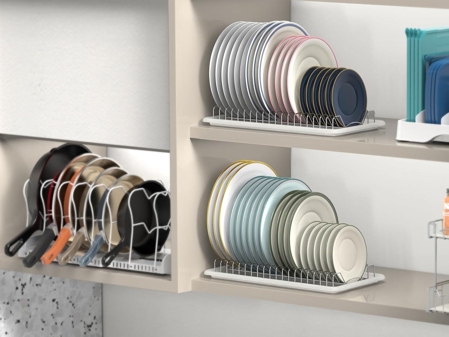 imageSIMPLE HOUSEWARE 2 Pack Stainless Steel Plate Drying Rack with Drainboard ChromeChrome