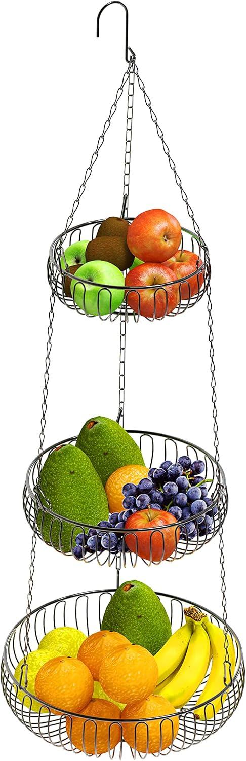 imageSimple Houseware 3Tier Fruit Hanging Basket BronzeBlack