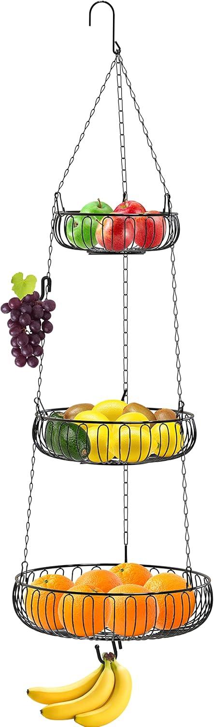 imageSimple Houseware 3Tier Fruit Hanging Basket BronzeBlack