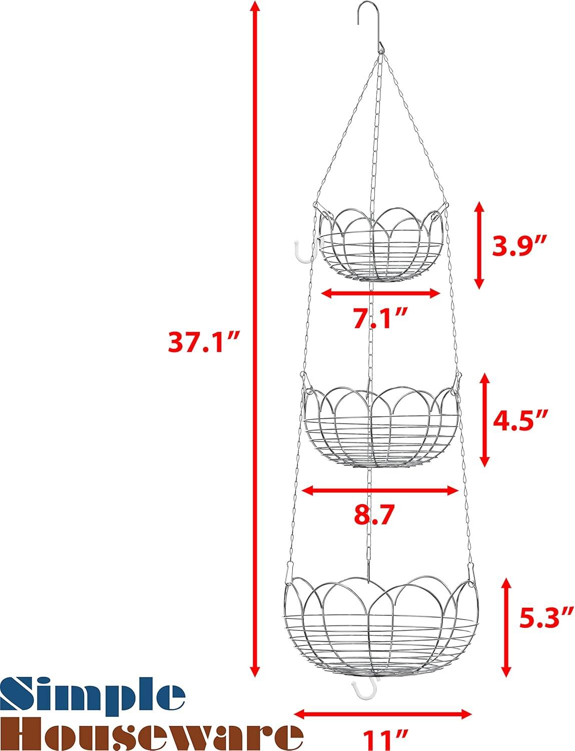 imageSimple Houseware 3Tier Fruit Hanging Basket BronzeChrome