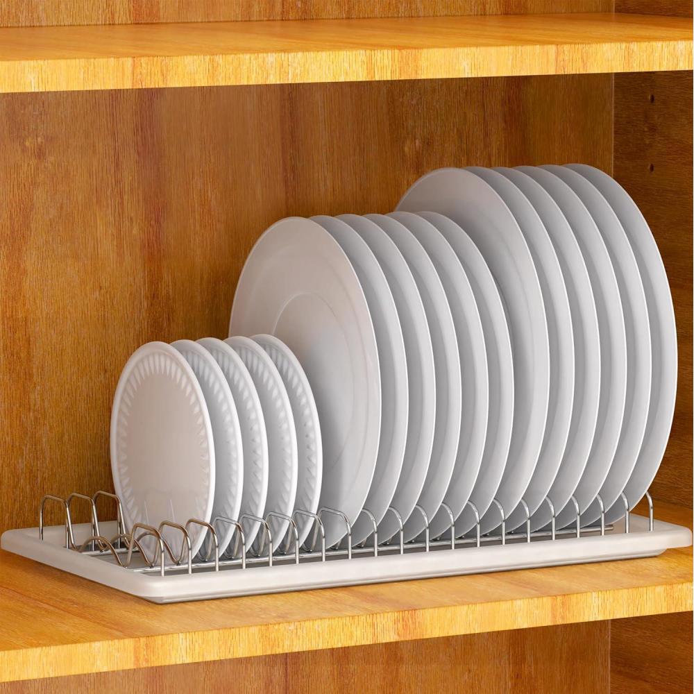 imageSIMPLE HOUSEWARE 2 Pack Stainless Steel Plate Drying Rack with Drainboard ChromeChrome