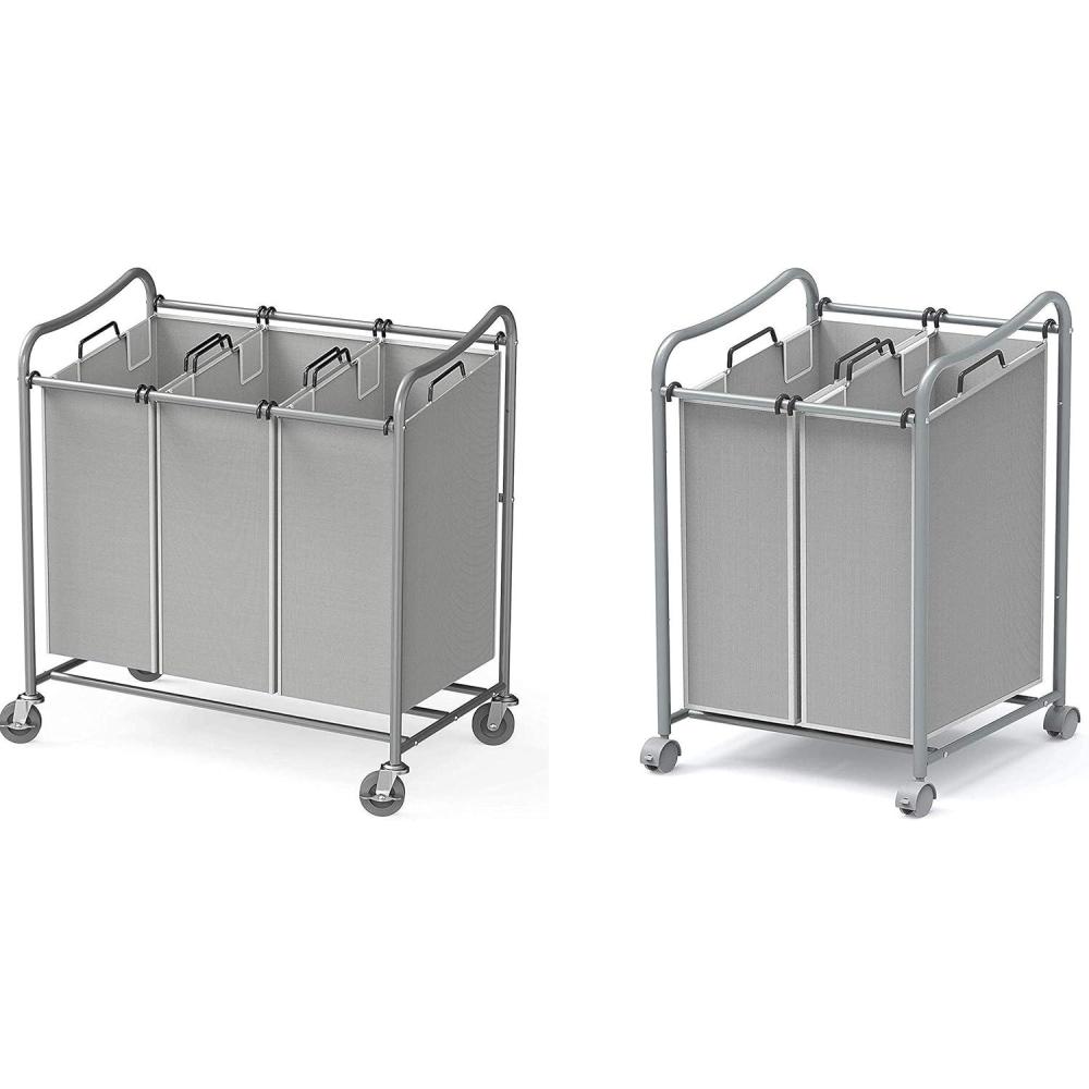 imageSimple Houseware HeavyDuty 3Bag 2Bag Laundry Sorter Cart Silver