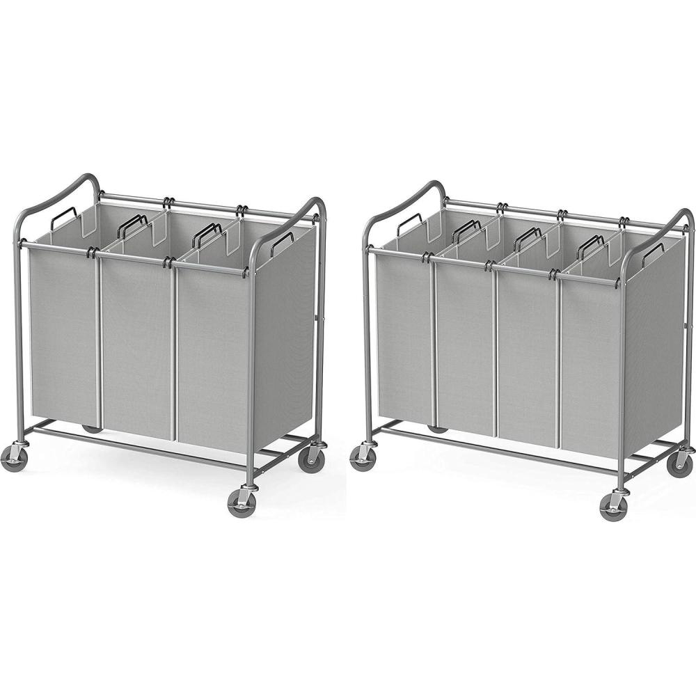 imageSimple Houseware HeavyDuty 3Bag Cart 4Bag Laundry Sorter Cart Silver