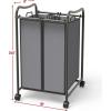 Simple Houseware 2-Bag Heavy Duty Rolling Laundry Sorter Cart, Dark Gray – 2 Section Removable Bags and Lockable Wheels for Laundry Room Organization(Dark Gray)