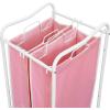 Simple Houseware 2-Bag Heavy Duty Rolling Laundry Sorter Cart, Dark Gray – 2 Section Removable Bags and Lockable Wheels for Laundry Room Organization(Pink)