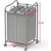 Simple Houseware 2-Bag Heavy Duty Rolling Laundry Sorter Cart, Dark Gray – 2 Section Removable Bags and Lockable Wheels for Laundry Room Organization(Silver)