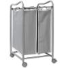 Simple Houseware Heavy-Duty 3-Bag + 2-Bag Laundry Sorter Cart, Silver
