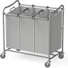Simple Houseware Heavy-Duty 3-Bag Laundry Sorter Cart + Foldable Closet Laundry Hamper Basket