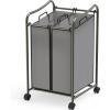 Simple Houseware 2-Bag Heavy Duty Rolling Laundry Sorter Cart, Dark Gray – 2 Section Removable Bags and Lockable Wheels for Laundry Room Organization(Dark Gray)