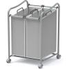 Simple Houseware 2-Bag Heavy Duty Rolling Laundry Sorter Cart, Dark Gray – 2 Section Removable Bags and Lockable Wheels for Laundry Room Organization(Silver)