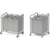 Simple Houseware Heavy-Duty 3-Bag + 2-Bag Laundry Sorter Cart, Silver