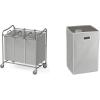 Simple Houseware Heavy-Duty 3-Bag Laundry Sorter Cart + Foldable Closet Laundry Hamper Basket