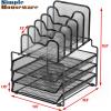 Simple Houseware Desk Organizer with 3 Sliding Tray and 5 Stacking Sections, Black(Black)