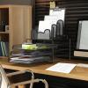 Simple Houseware Desk Organizer with 3 Sliding Tray and 5 Stacking Sections, Black(Black)