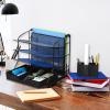 Simple Houseware Desktop Document Tray Organizer with Sliding Drawer/Caddy/Hanging File Section, Black