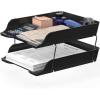 Simple Houseware 2-Tier Stackable Letter Tray Organizer – Desktop File Holder for A4/Letter Size Paper, Document Sorter, Office Desk Paper Organizer, Black(Black)