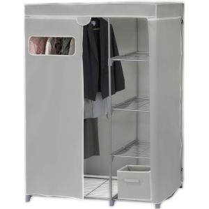 Simple Houseware Freestanding Cloths Garment Organizer Closet with Cover, Grey