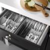 SIMPLE HOUSEWARE Adjustable Silverware Utensil Drawer Organizer, Gray(Adjustable – Angeld Trays)