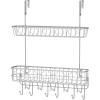 Simple Houseware Over The Door Hanging Shelf Organizer,11 Hooks with Dual Basket, Chrome(Dual Basket)