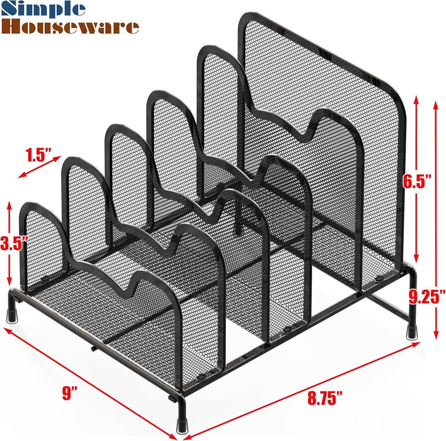 image:imageSimple Houseware Desk 5 Sections Step File Sorter Organizer SilverBlack
