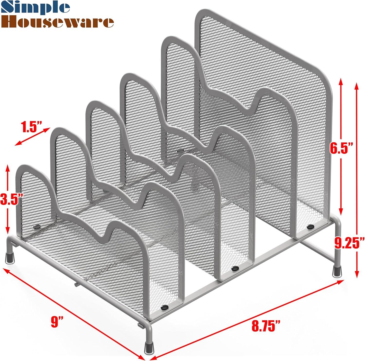image:imageSimple Houseware Desk 5 Sections Step File Sorter Organizer SilverSilver