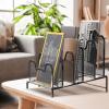 Simple Houseware Desk 5 Sections Step File Sorter Organizer, Silver(Black)