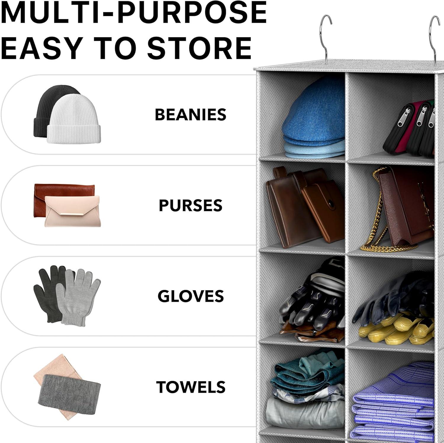 image:imageSimple Houseware 20 Section Shelves Hanging Shoes Organizer Holder for Closet Gray