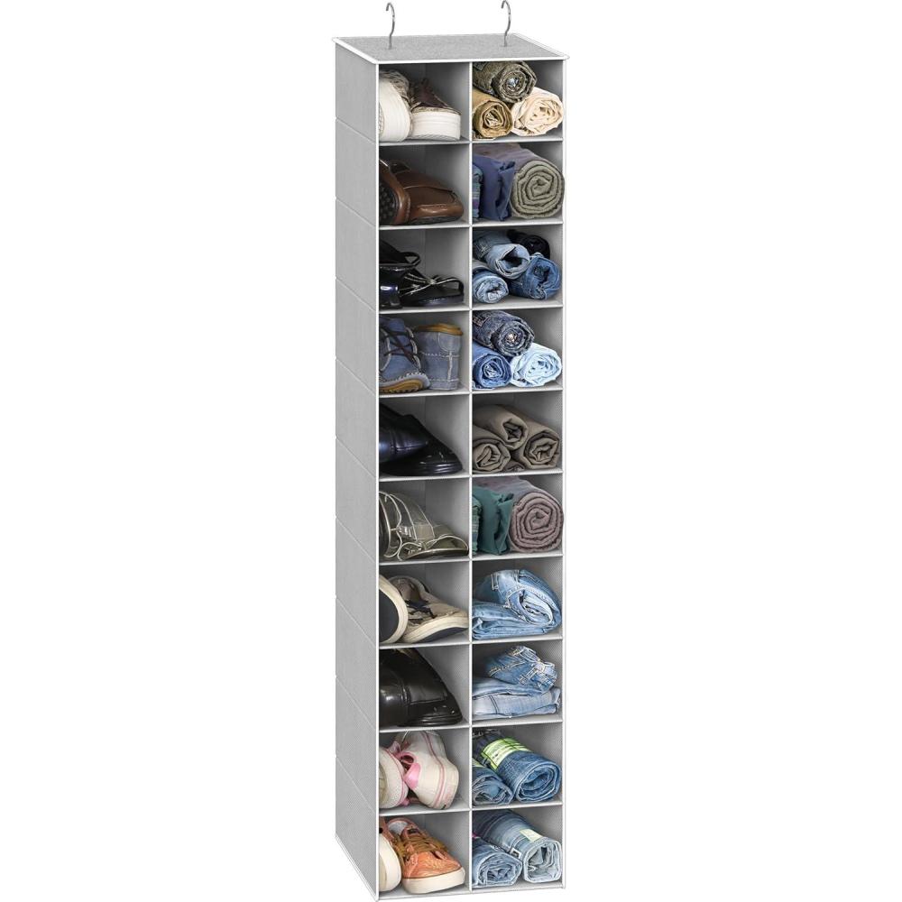 image:imageSimple Houseware 20 Section Shelves Hanging Shoes Organizer Holder for Closet Gray