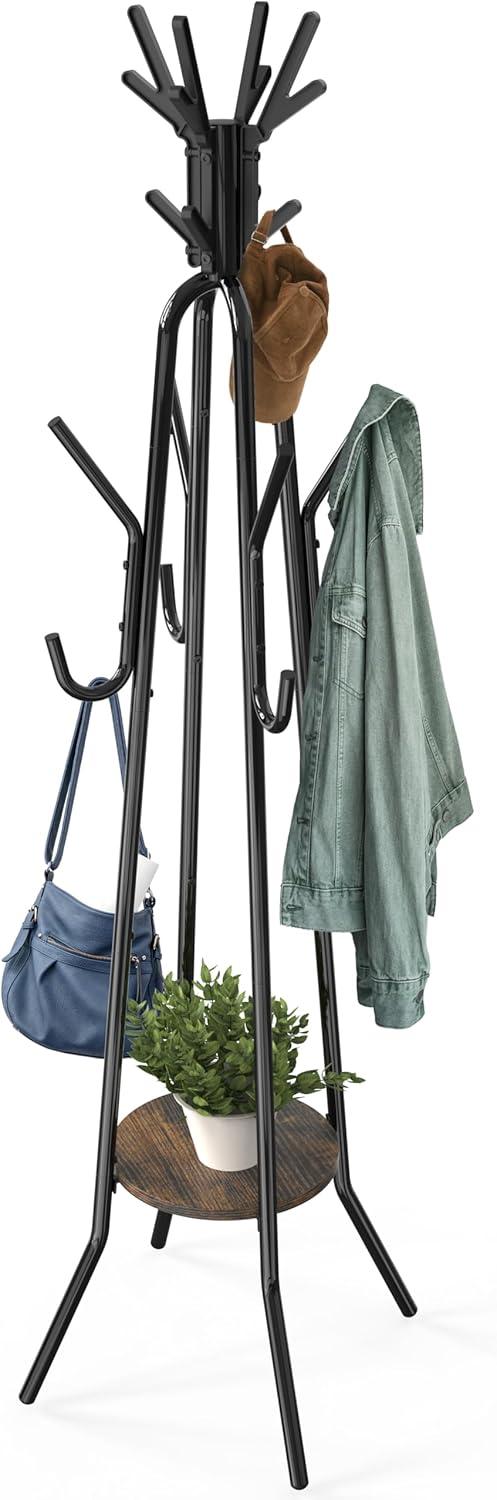 image:imageSimple Houseware Standing Coat Hat Hanger Organizer Tree Shaped Rack with Shelf for Entryway Bedroom and Hallway 20 Hooks Rustic Brown