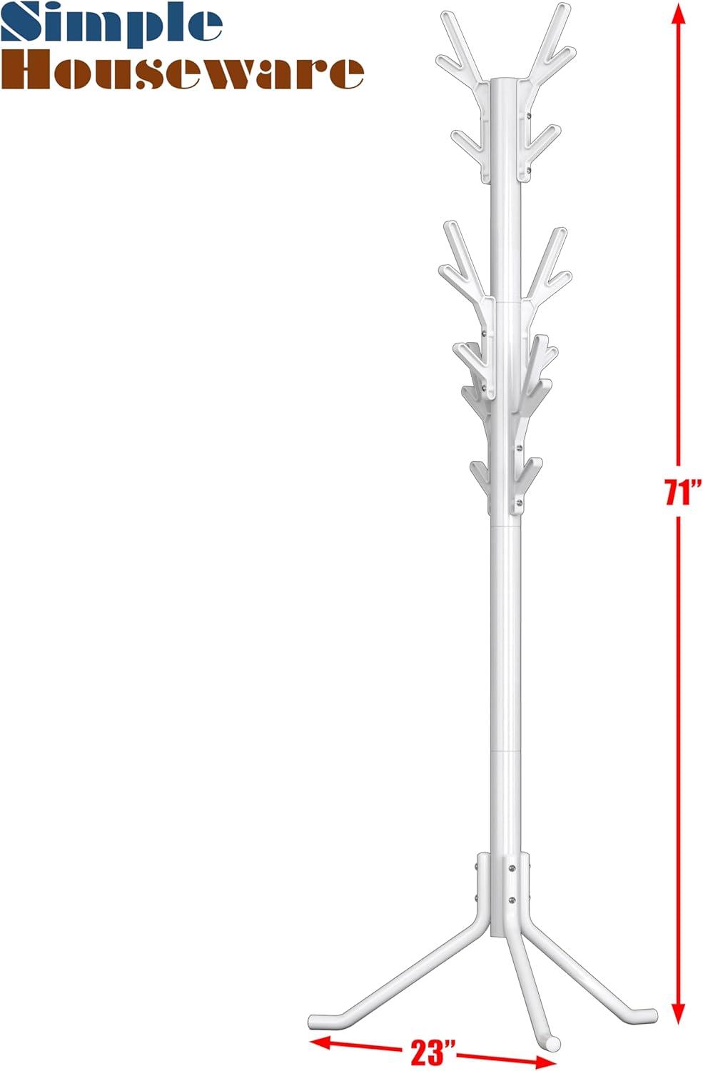 image:imageSimple Houseware Standing Coat and Hat Hanger Organizer Tree Shaped Rack for Entryway Bedroom and Hallway 18 Hooks BlackWhite