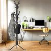 Simple Houseware Standing Coat and Hat Hanger Organizer Tree Shaped Rack for Entryway, Bedroom, and Hallway, 18 Hooks, Black(Black)