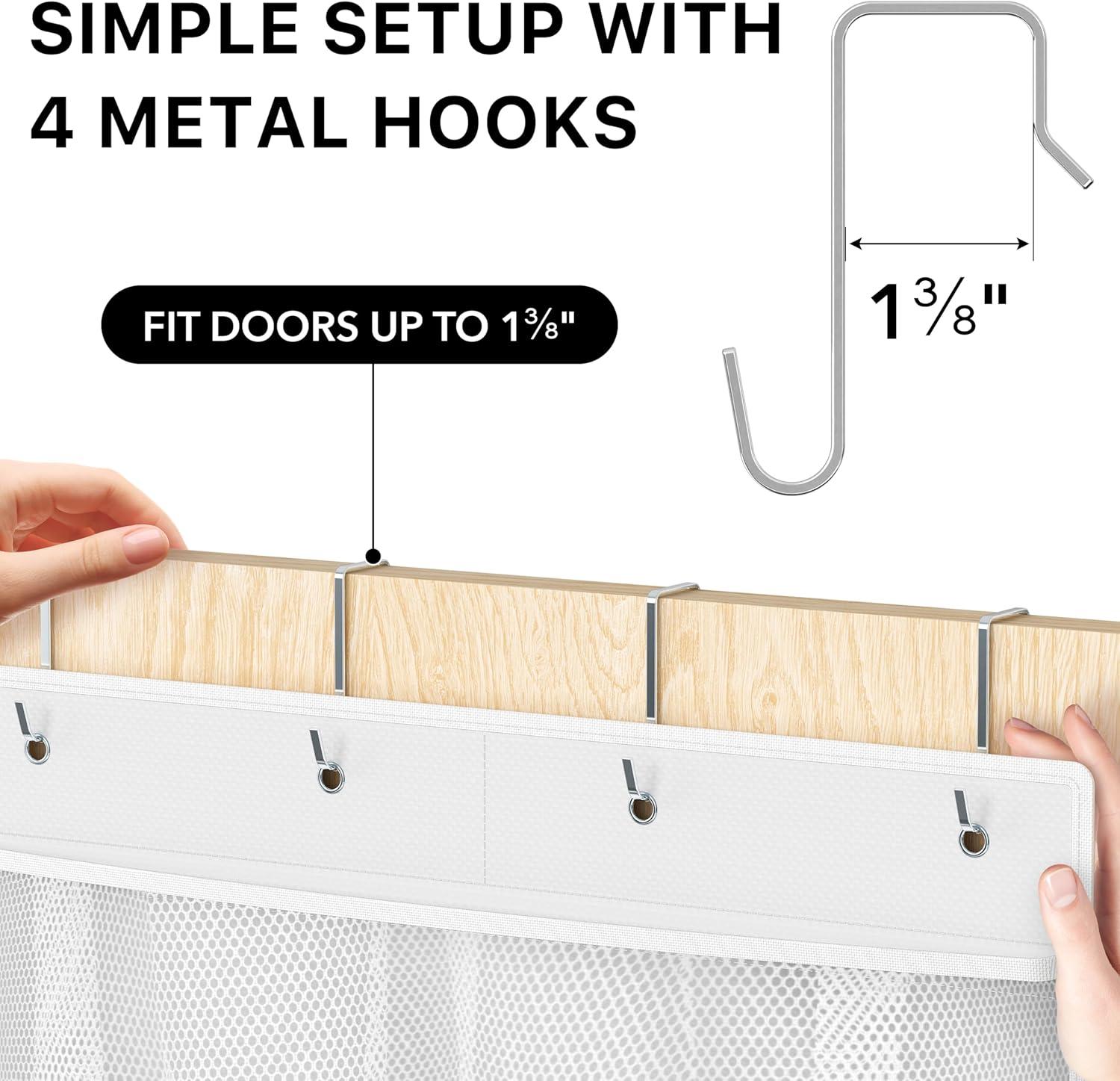 image:imageSimple Houseware Over the Door Stuffed Animal Storage Organizer Hanging Toy Holder with 6 Mesh Pockets for Kids Room White