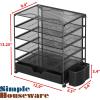 Simple Houseware 5-Tier Document File Tray with Supplies Sliding Drawer and Pen Bucket, Black