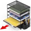 Simple Houseware 5-Tier Document File Tray with Supplies Sliding Drawer and Pen Bucket, Black