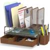 Simple Houseware Mesh Desk Organizer with Sliding Drawer, Double Tray and 5 Upright Sections, Copper(Copper)