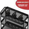 Simple Houseware 26″ Extra-Wide 3-Tier Heavy Duty Service Cart, High-Capacity Metal Rolling Organizer for Spa, Salon, Office, and Home Storage, Black