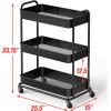 Simple Houseware 26″ Extra-Wide 3-Tier Heavy Duty Service Cart, High-Capacity Metal Rolling Organizer for Spa, Salon, Office, and Home Storage, Black