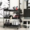Simple Houseware 26″ Extra-Wide 3-Tier Heavy Duty Service Cart, High-Capacity Metal Rolling Organizer for Spa, Salon, Office, and Home Storage, Black