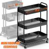 Simple Houseware 26″ Extra-Wide 3-Tier Heavy Duty Service Cart, High-Capacity Metal Rolling Organizer for Spa, Salon, Office, and Home Storage, Black